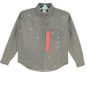 Seven7 Women's Button Up Long Sleeve Crystal Smoke Shirt‎ Size XS NWT $79.00